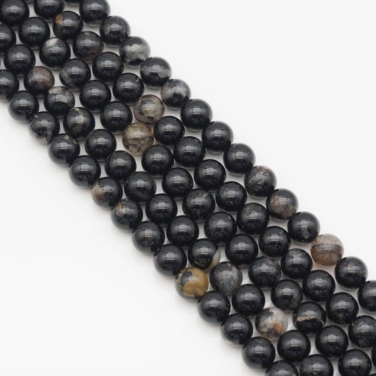Genuine Black Tourmaline Round Smooth Beads, 6mm/8mm/10mm, Sku#U1603