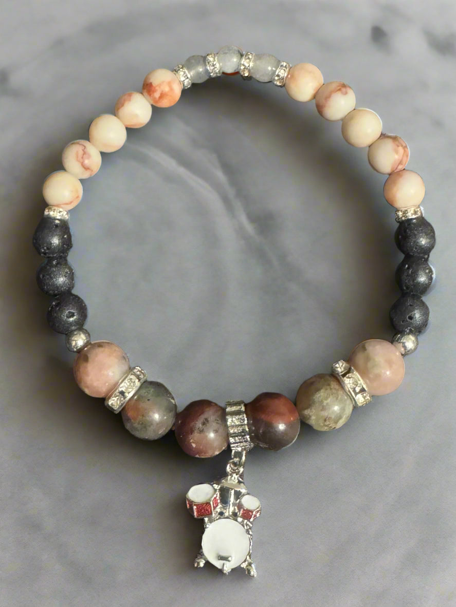Denise - Beaded Bracelet with Drum Set Dangle Charm