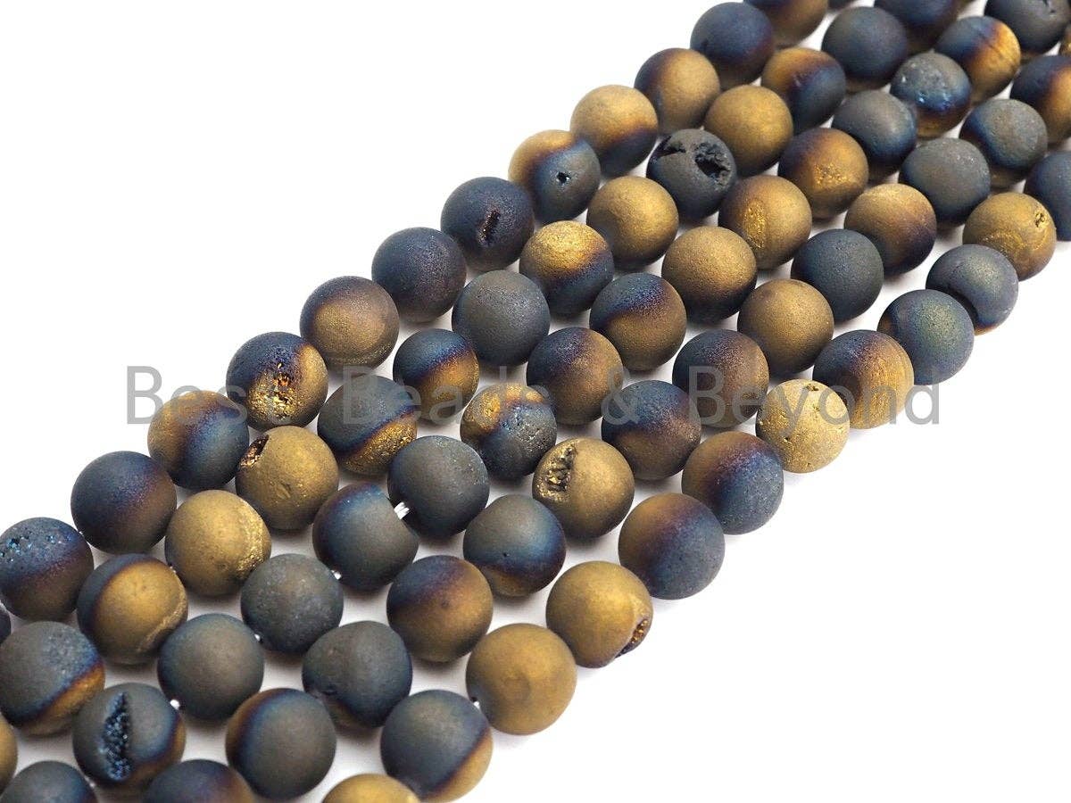 NEW Color!! Druzy Black Gold Agate beads, 6mm/8mm/10mm/12mm/14mm Round beads,Natural Agate Druzy Beads, 15.5inch strand, SKU#U850