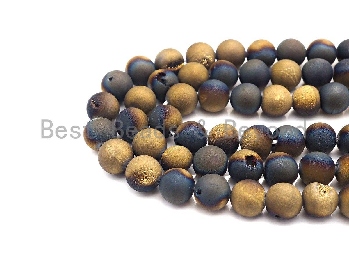 NEW Color!! Druzy Black Gold Agate beads, 6mm/8mm/10mm/12mm/14mm Round beads,Natural Agate Druzy Beads, 15.5inch strand, SKU#U850