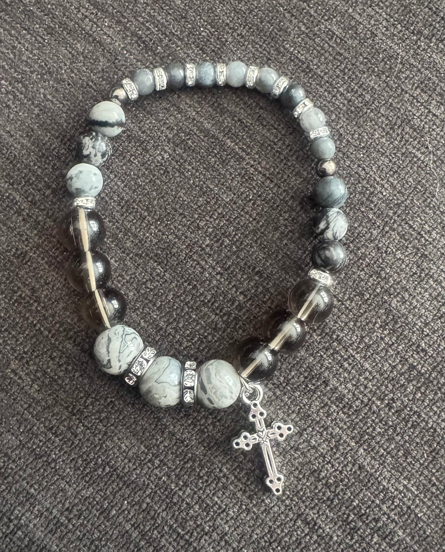 Ash - Beaded Bracelet with Cross Charm