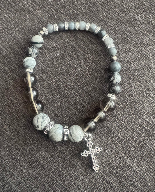 Ash - Beaded Bracelet with Cross Charm