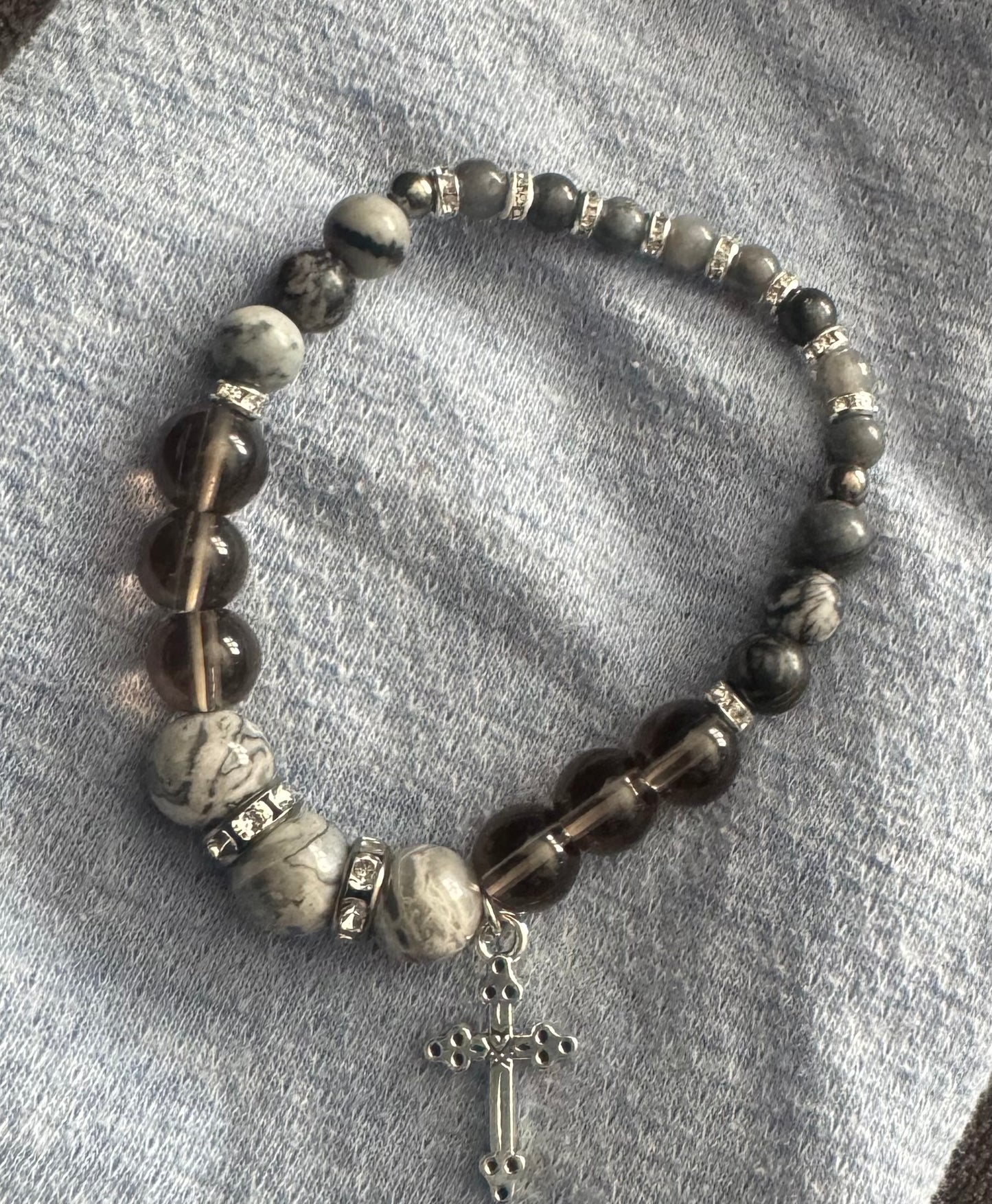 Ash - Beaded Bracelet with Cross Charm