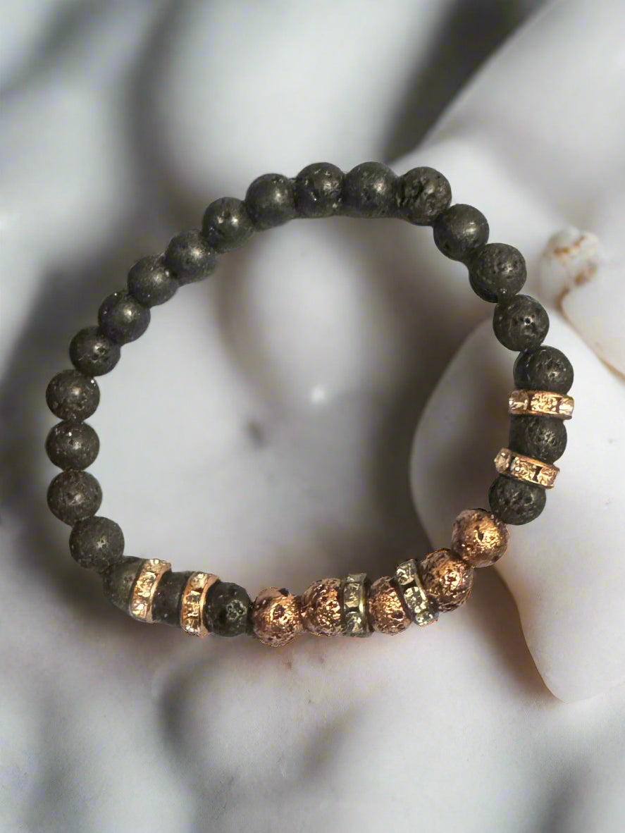 Helah - Natural Vintage Volcanic Stone & Lava Rock Beaded Bracelet