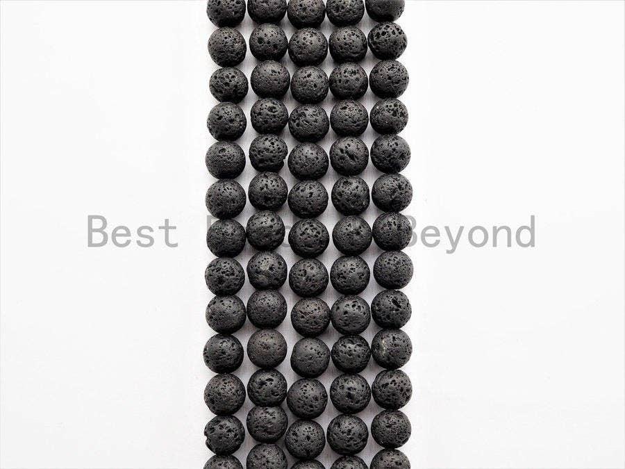 Wholesale Black Lava Round Beads, 4mm/6mm/8mm/10mm/12mm/14mm