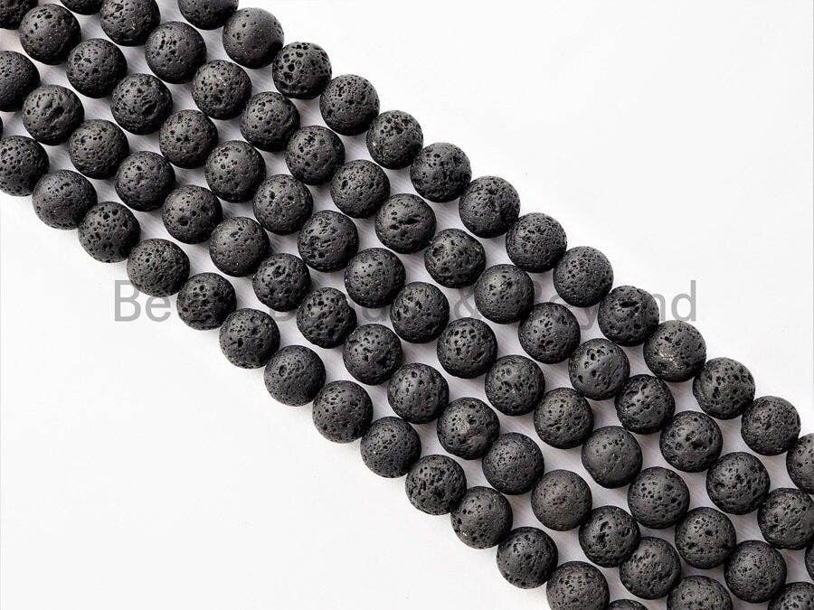 Wholesale Black Lava Round Beads, 4mm/6mm/8mm/10mm/12mm/14mm