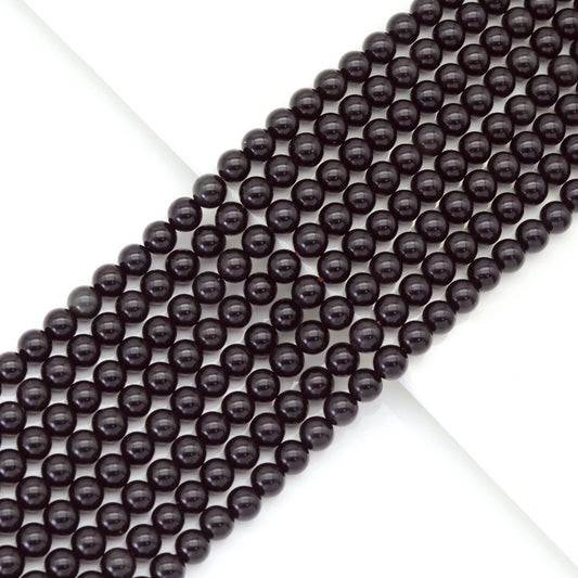 Genuine Black Obsidian Round Smooth Beads, Sku#U1775
