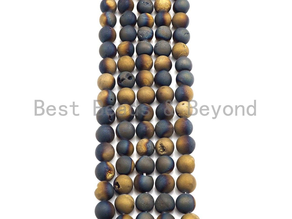 NEW Color!! Druzy Black Gold Agate beads, 6mm/8mm/10mm/12mm/14mm Round beads,Natural Agate Druzy Beads, 15.5inch strand, SKU#U850